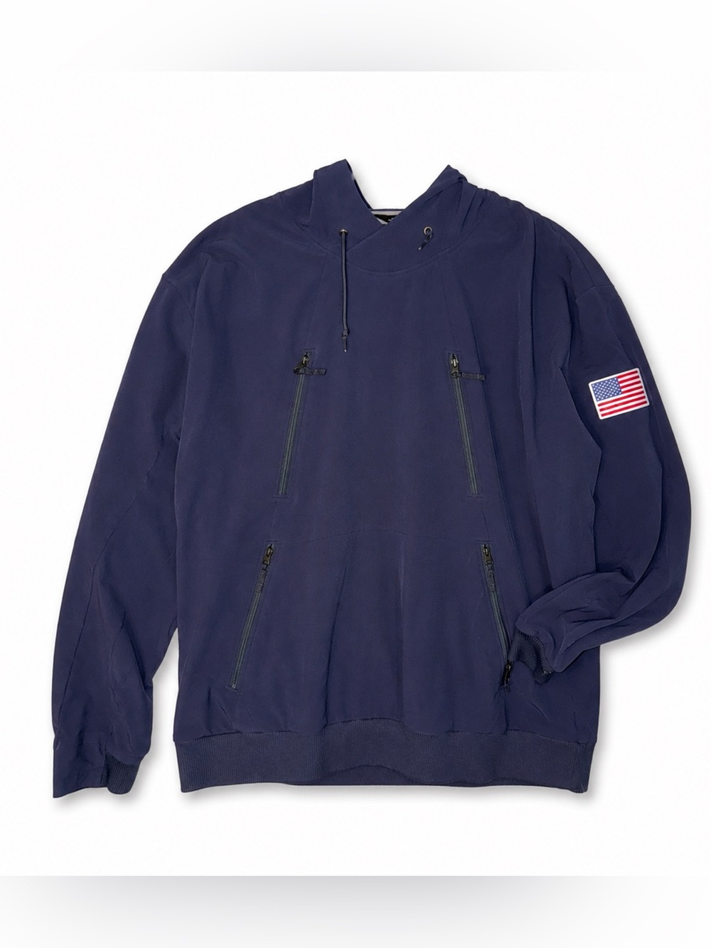 The North Face USA Flag Pullover Hoodie Navy Zip Pocket Men's XXL Team USA